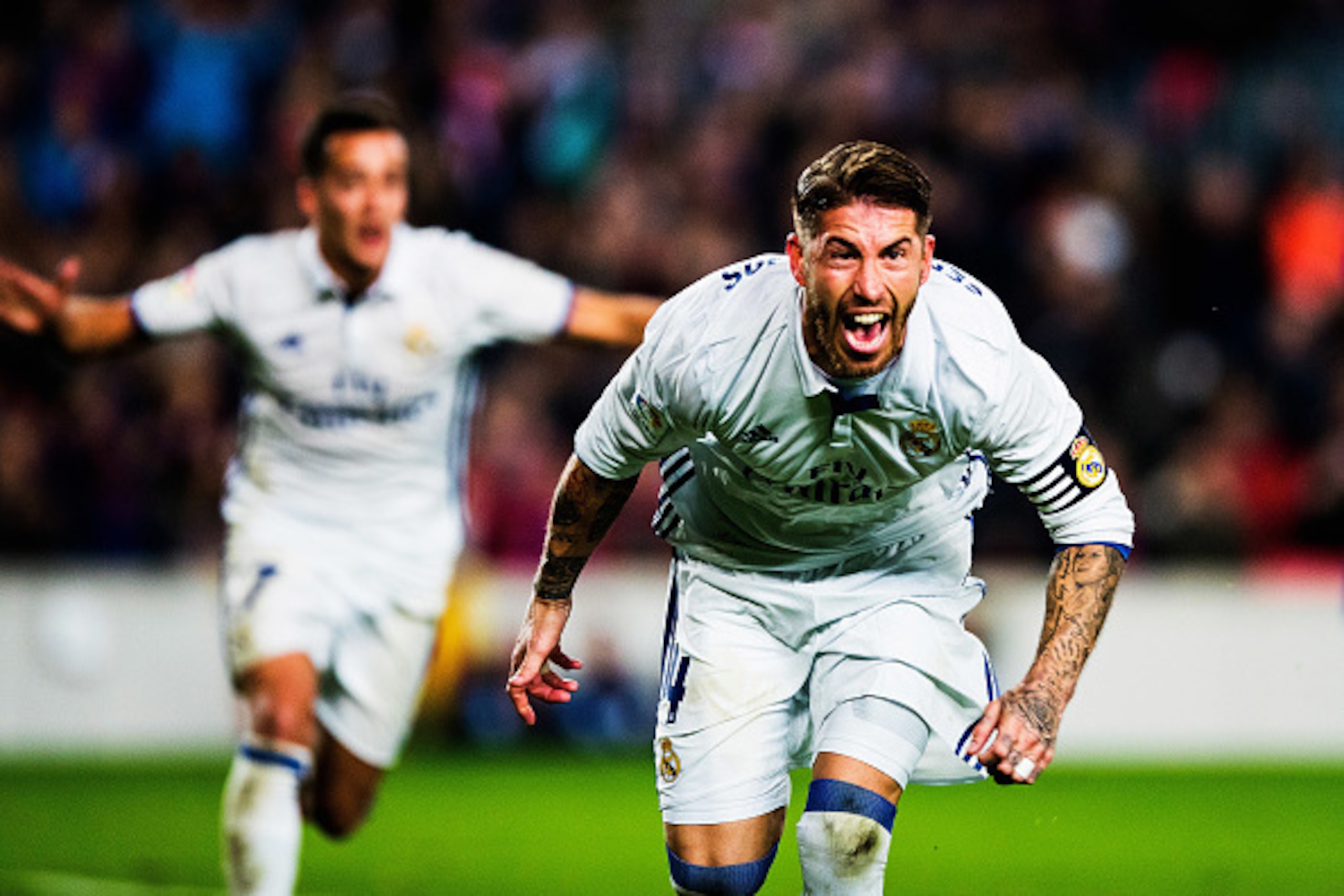 BARCELONA, SPAIN - DECEMBER 03: Sergio Ramos of Real Madrid celebrates after scoring an equalising goal for his team during the La Liga match between FC Barcelona and Real Madrid CF at Camp Nou stadium on December 03, 2016 in Barcelona, Spain. (Photo by BARCELONA, SPAIN - DECEMBER 03: Sergio Ramos of Real Madrid celebrates after scoring an equalising goal for his team during the La Liga match between FC Barcelona and Real Madrid CF at Camp Nou stadium on December 03, 2016 in Barcelona, Spain. (Photo by