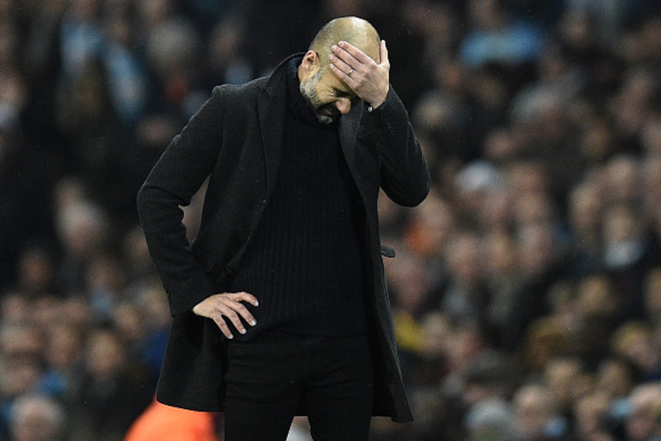 Manchester City's Spanish manager Pep Guardiola reacts during the UEFA Champions League group C football match between Manchester City and Celtic at the Etihad Stadium in Manchester, northern England, on December 6, 2016. / AFP / Oli SCARFF        (Photo 