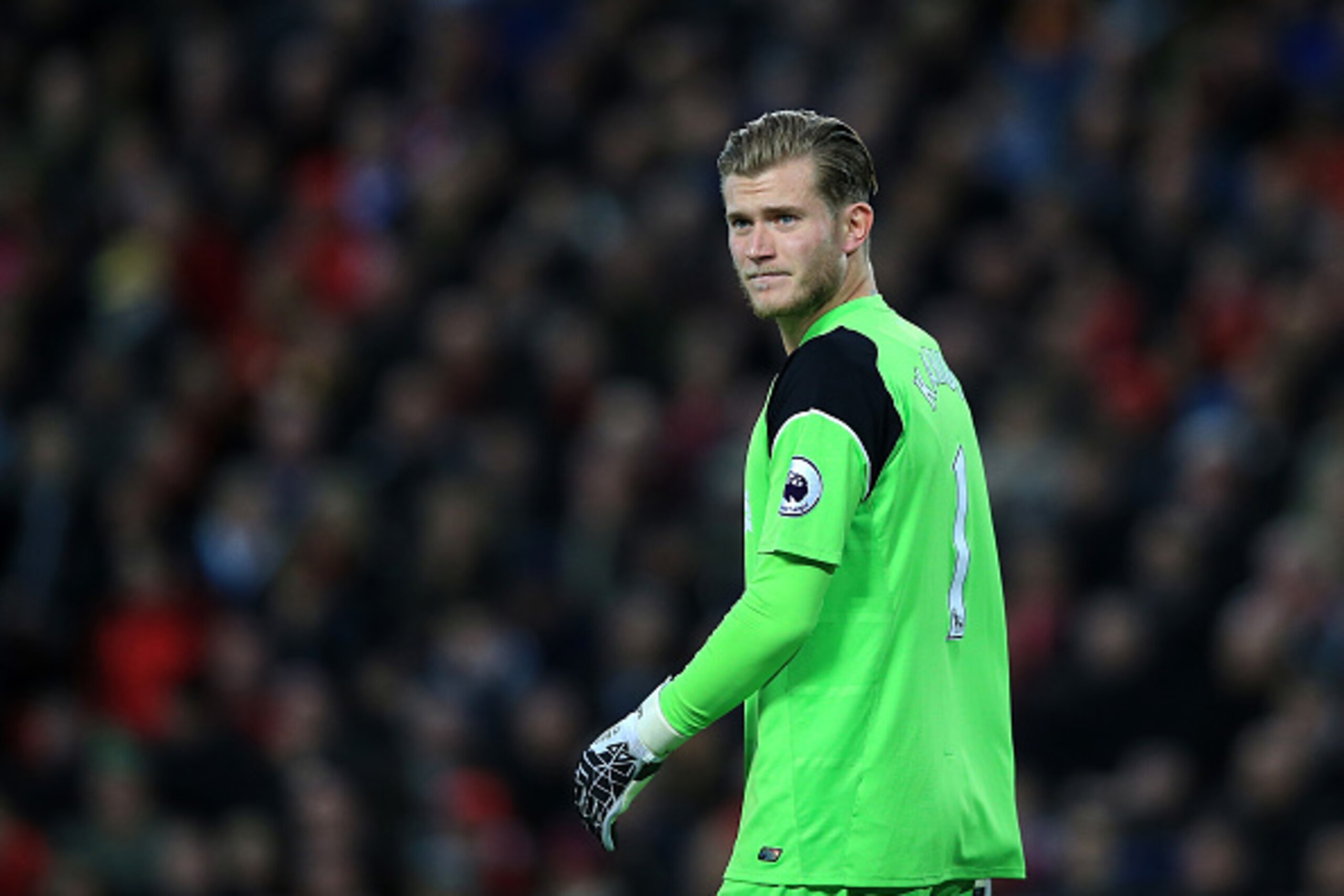 LIVERPOOL, ENGLAND - OCTOBER 22:  Loris Karius, goalkeeper of Liverpool looks on during the Premier League match between Liverpool and West Bromwich Albion at Anfield on October 22, 2016 in Liverpool, England.  (Photo by Jan Kruger/Getty Images)
