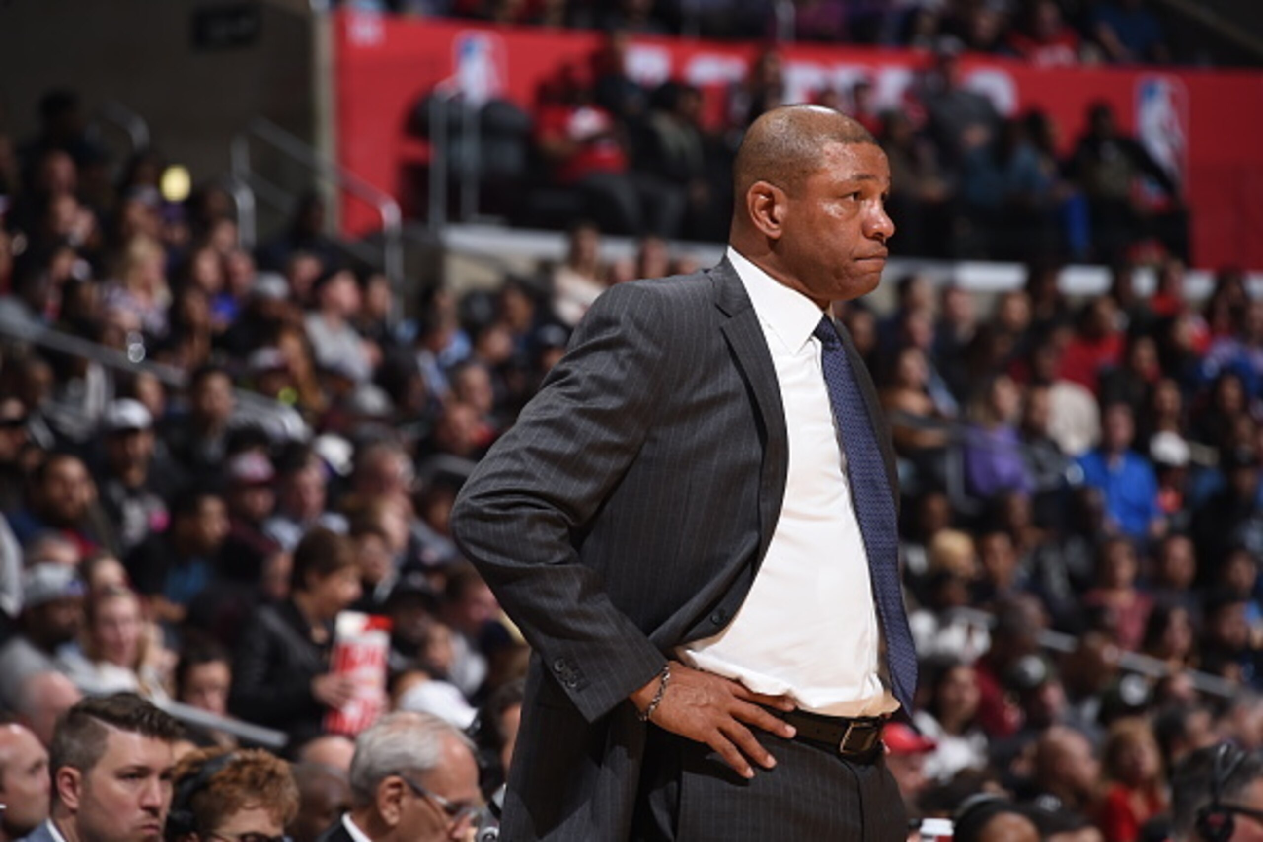 LOS ANGELES, CA - DECEMBER 10: Head Coach Doc Rivers of the LA Clippers is seen ;dtg ;against the New Orleans Pelicans  on December 10, 2016 at STAPLES Center in Los Angeles, California. NOTE TO USER: User expressly acknowledges and agrees that, by downlo