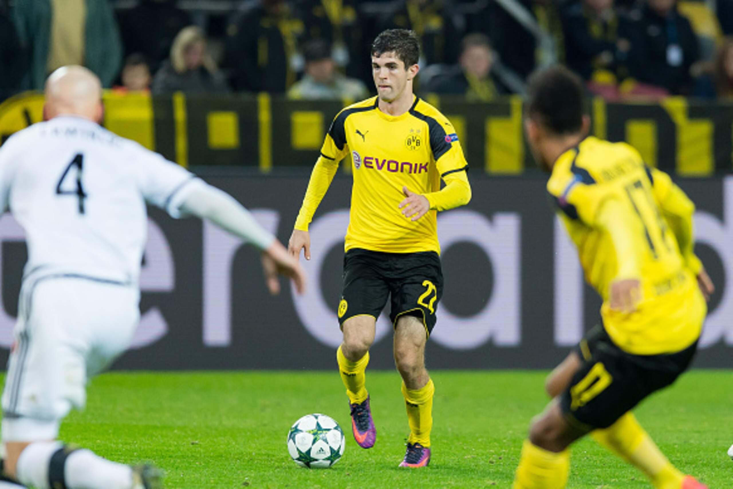DORTMUND, GERMANY - NOVEMBER 22: Christian Pulisic of Borussia Dortmund in action during the UEFA Champions League First Qualifying Round 2nd Leg match between Borussia Dortmund and Legia Warschau at Signal Iduna Park on November 22, 2016 in Dortmund, Ger DORTMUND, GERMANY - NOVEMBER 22: Christian Pulisic of Borussia Dortmund in action during the UEFA Champions League First Qualifying Round 2nd Leg match between Borussia Dortmund and Legia Warschau at Signal Iduna Park on November 22, 2016 in Dortmund, Ger
