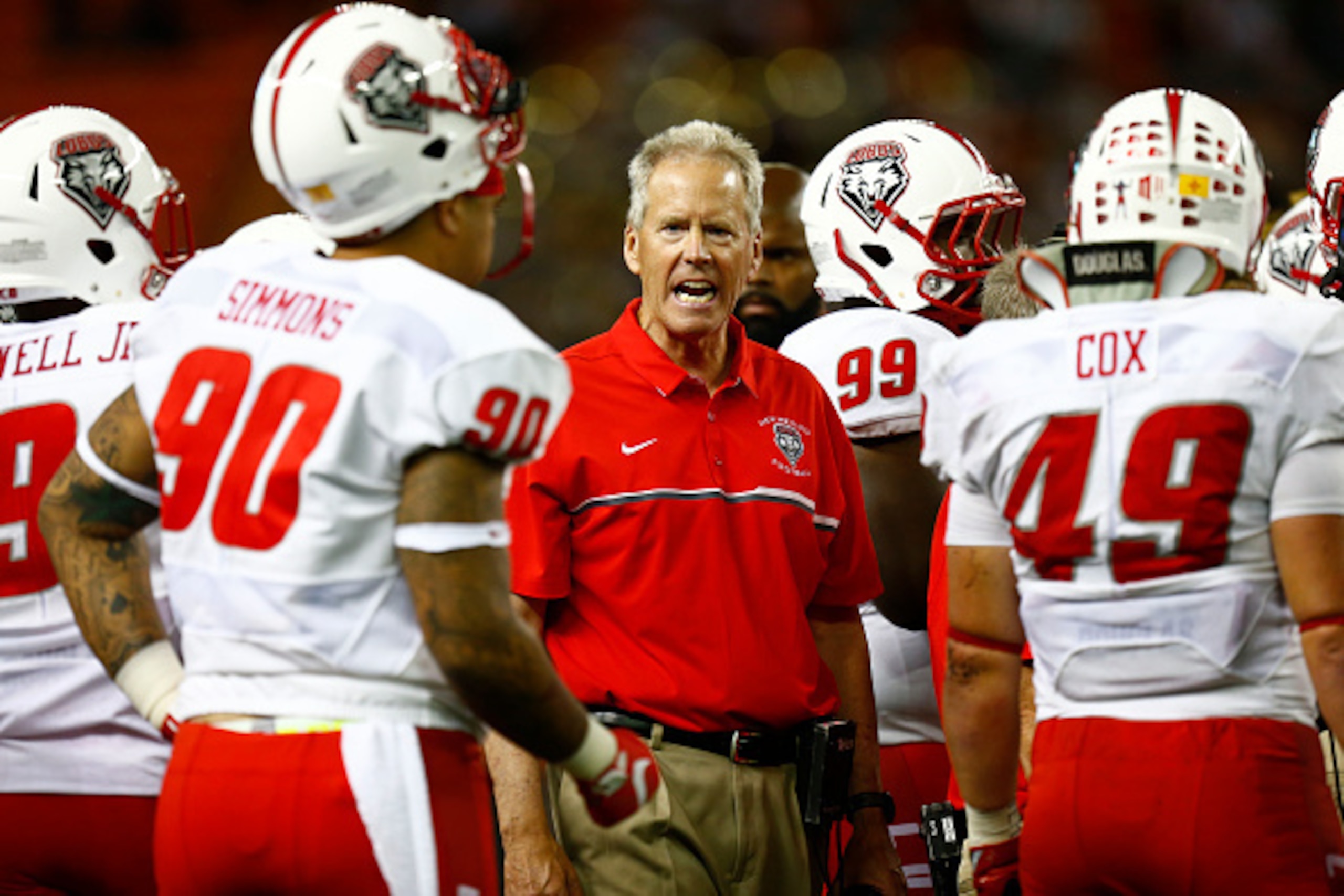 HONOLULU, HI - OCTOBER 29: Head Coach Bob Davie of the New Mexico Lobos during the second half of a NCAA college football game at Aloha Stadium on October 29, 2016 in Honolulu, Hawaii. the New Mexico Lobos defeated the Hawaii Warriors 28-21.  (Photo by Ke