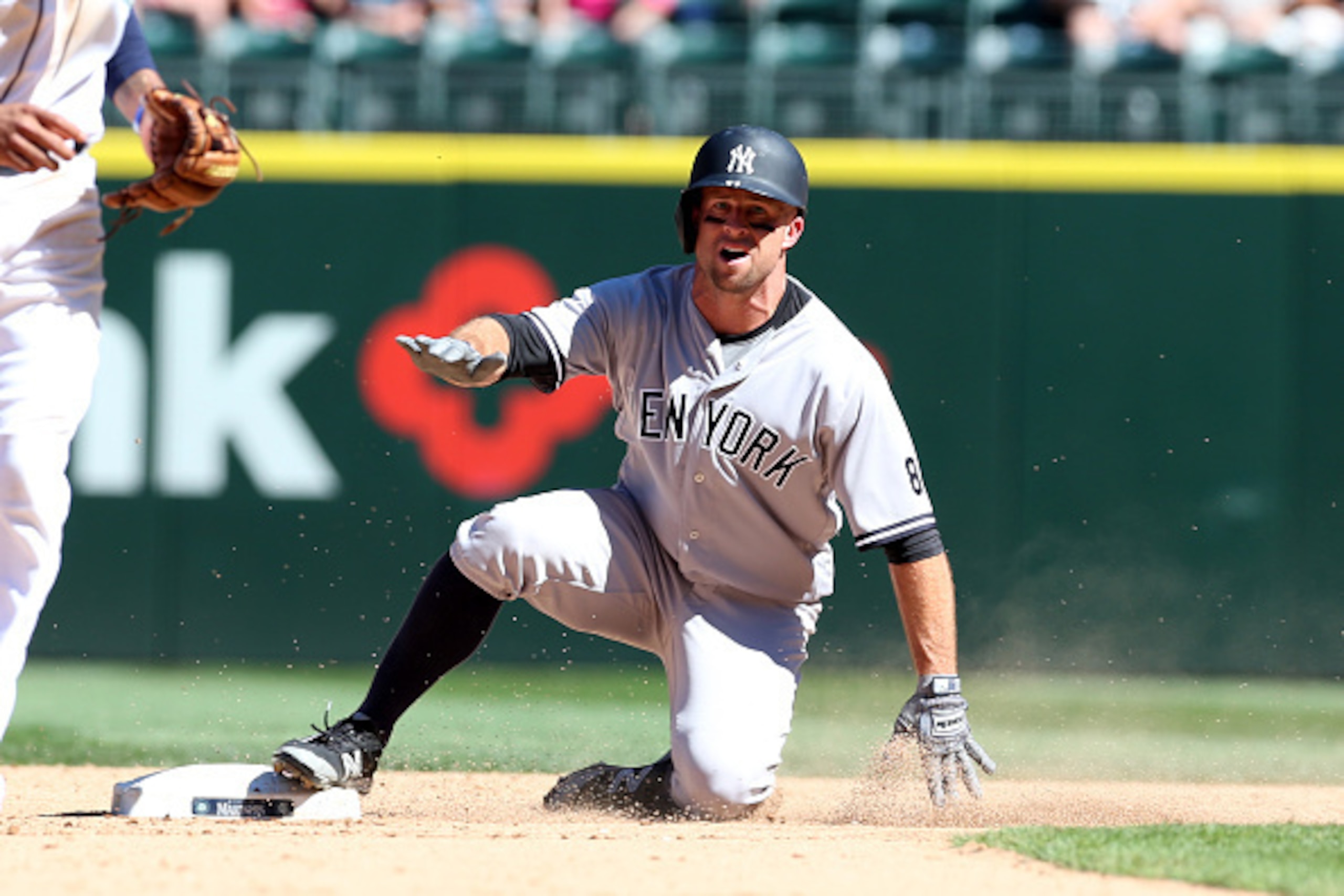 SEATTLE - AUGUST 24: Brett Gardner #11 of the New York Yankees slides into second base during the game against the Seattle Mariners at Safeco Field on August 24, 2016 in Seattle, Washington. The Yankees defeated the Mariners 5-0. (Photo by Rob Leiter/M SEATTLE - AUGUST 24: Brett Gardner #11 of the New York Yankees slides into second base during the game against the Seattle Mariners at Safeco Field on August 24, 2016 in Seattle, Washington. The Yankees defeated the Mariners 5-0. (Photo by Rob Leiter/M
