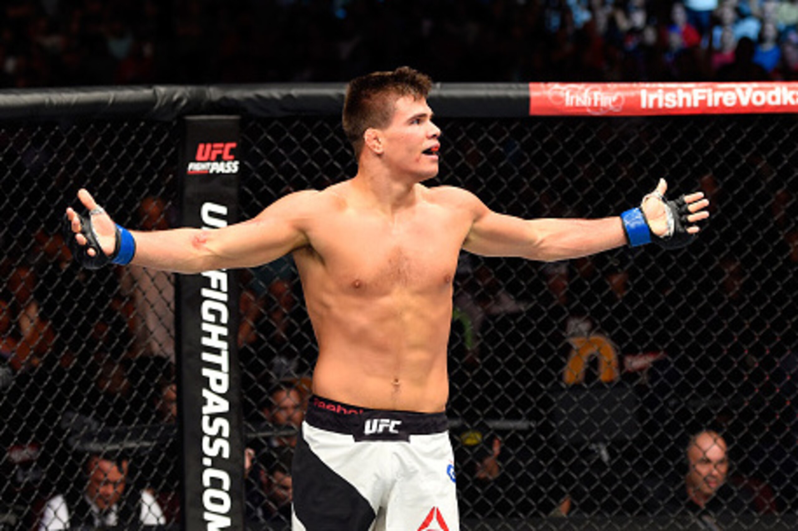 CLEVELAND, OH - SEPTEMBER 10:  Mickey Gall celebrates after defeating Phil 'CM Punk' Brooks by submission in their welterweight bout during the UFC 203 event at Quicken Loans Arena on September 10, 2016 in Cleveland, Ohio. (Photo by Josh Hedges/Zuffa LLC/