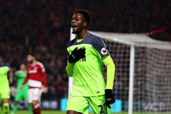 MIDDLESBROUGH, ENGLAND - DECEMBER 14: Divock Origi of Liverpool celebrates scoring his side's second goal during the Barclays Premier League match between Middlesbrough and Liverpool at the Riverside Stadium on December 14, 2016 in Middlesbrough, England.