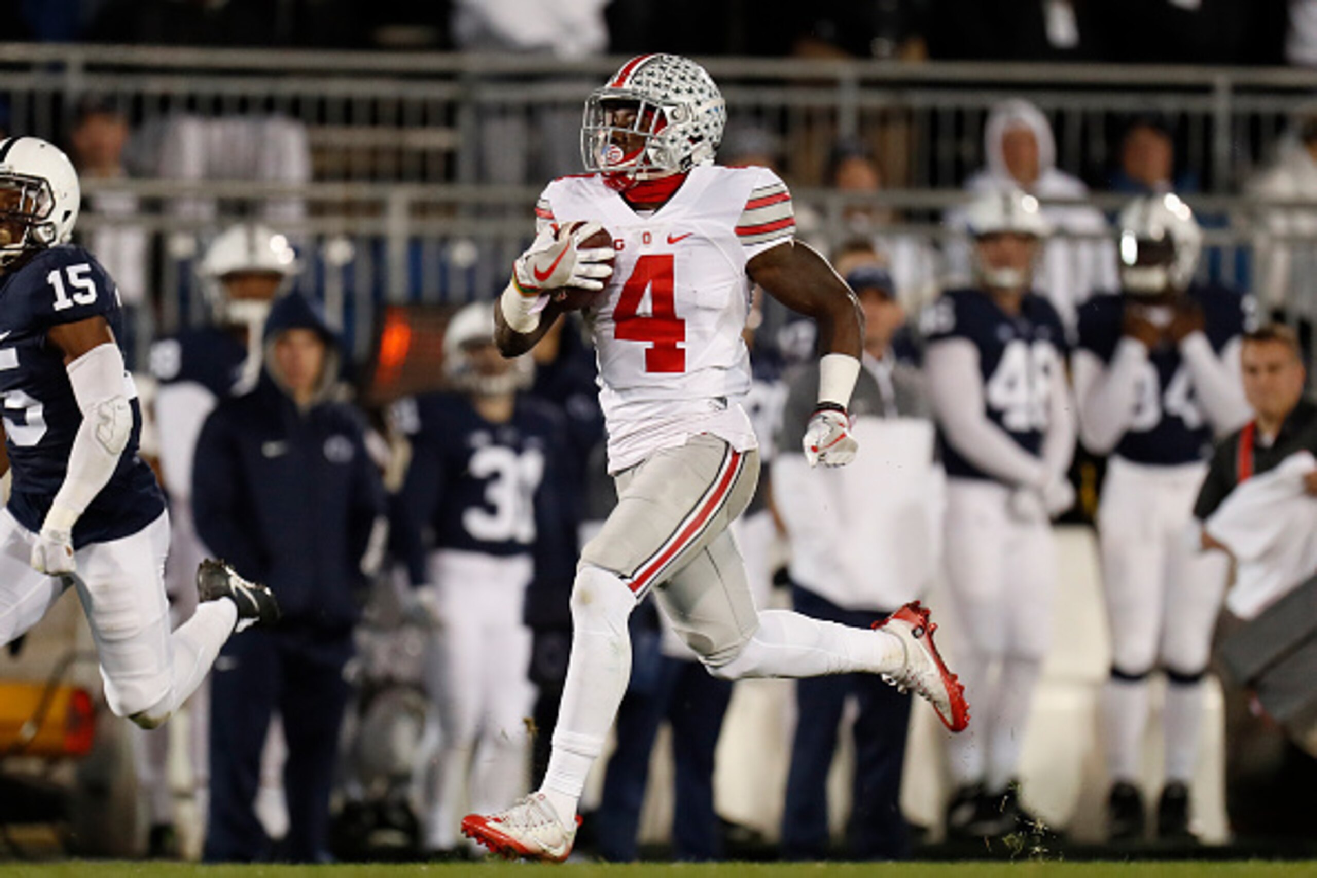 STATE COLLEGE, PA - OCTOBER 22: Curtis Samuel #4 of the Ohio State Buckeyes in action against the Penn State Nittany Lions at Beaver Stadium in State College, Pennsylvania on October 22, 2016. (Photo by Justin K. Aller/Getty Images) STATE COLLEGE, PA - OCTOBER 22: Curtis Samuel #4 of the Ohio State Buckeyes in action against the Penn State Nittany Lions at Beaver Stadium in State College, Pennsylvania on October 22, 2016. (Photo by Justin K. Aller/Getty Images)