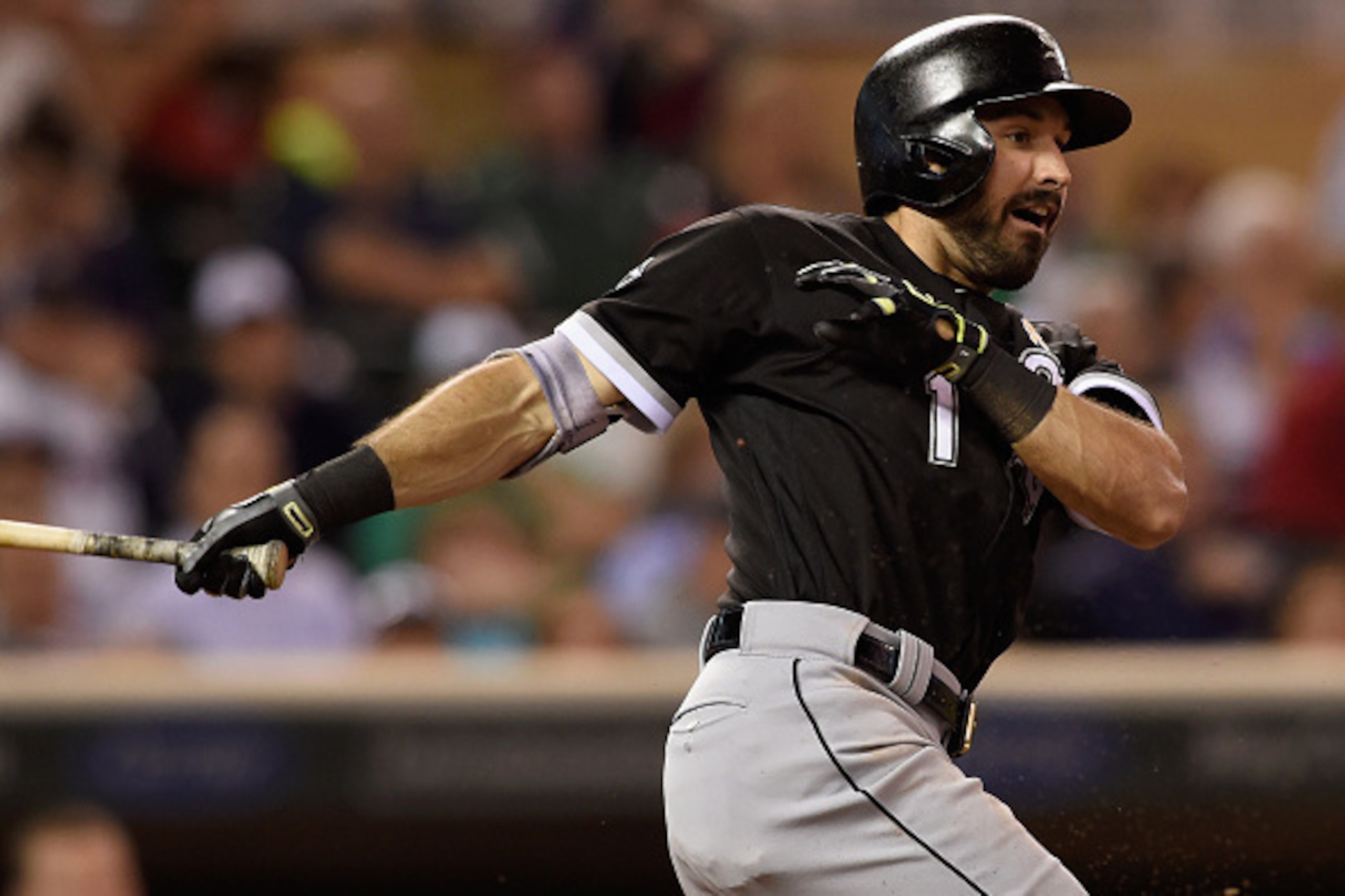 MINNEAPOLIS, MN - SEPTEMBER 02: Adam Eaton #1 of the Chicago White Sox hits an RBI double against the Minnesota Twins during the ninth inning of the game on September 2, 2016 at Target Field in Minneapolis, Minnesota. The White Sox defeated the Twins 11-4