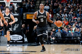 SAN ANTONIO, TX - DECEMBER 10: Isaiah Whitehead #15 of the Brooklyn Nets handles the ball during the game San Antonio Spurs on December 10, 2016 at the AT&T Center in San Antonio, Texas. NOTE TO USER: User expressly acknowledges and agrees that, by downlo