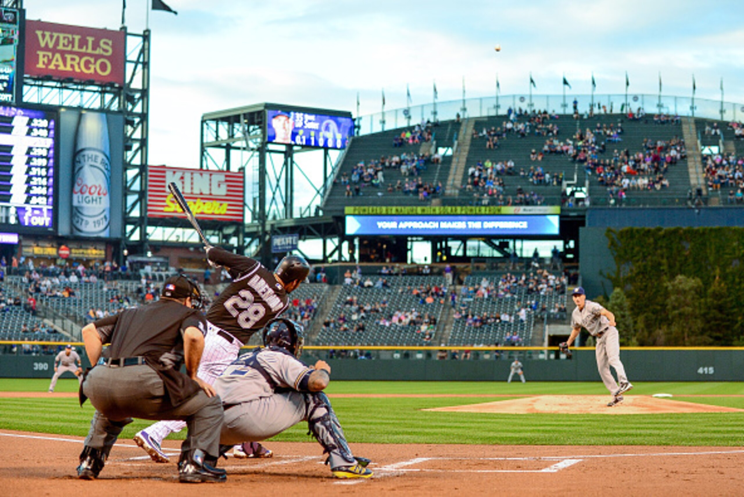 DENVER, CO - SEPTEMBER 30: Nolan Arenado #28 of the Colorado Rockies hits a first inning two-run homerun off of Brent Suter #35 of the Milwaukee Brewers at Coors Field on September 30, 2016 in Denver, Colorado. (Photo by Dustin Bradford/Getty Images) DENVER, CO - SEPTEMBER 30: Nolan Arenado #28 of the Colorado Rockies hits a first inning two-run homerun off of Brent Suter #35 of the Milwaukee Brewers at Coors Field on September 30, 2016 in Denver, Colorado. (Photo by Dustin Bradford/Getty Images)
