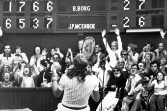 Greatest match ever? Borg sank to his knees after topping McEnroe in the 1980 Wimbledon final.