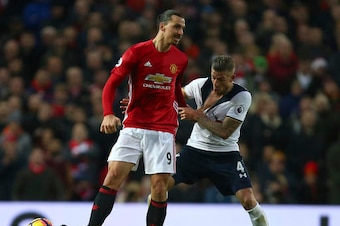 Manchester United's Zlatan Ibrahimovic was a formidable foe for Alderweireld's first start back.