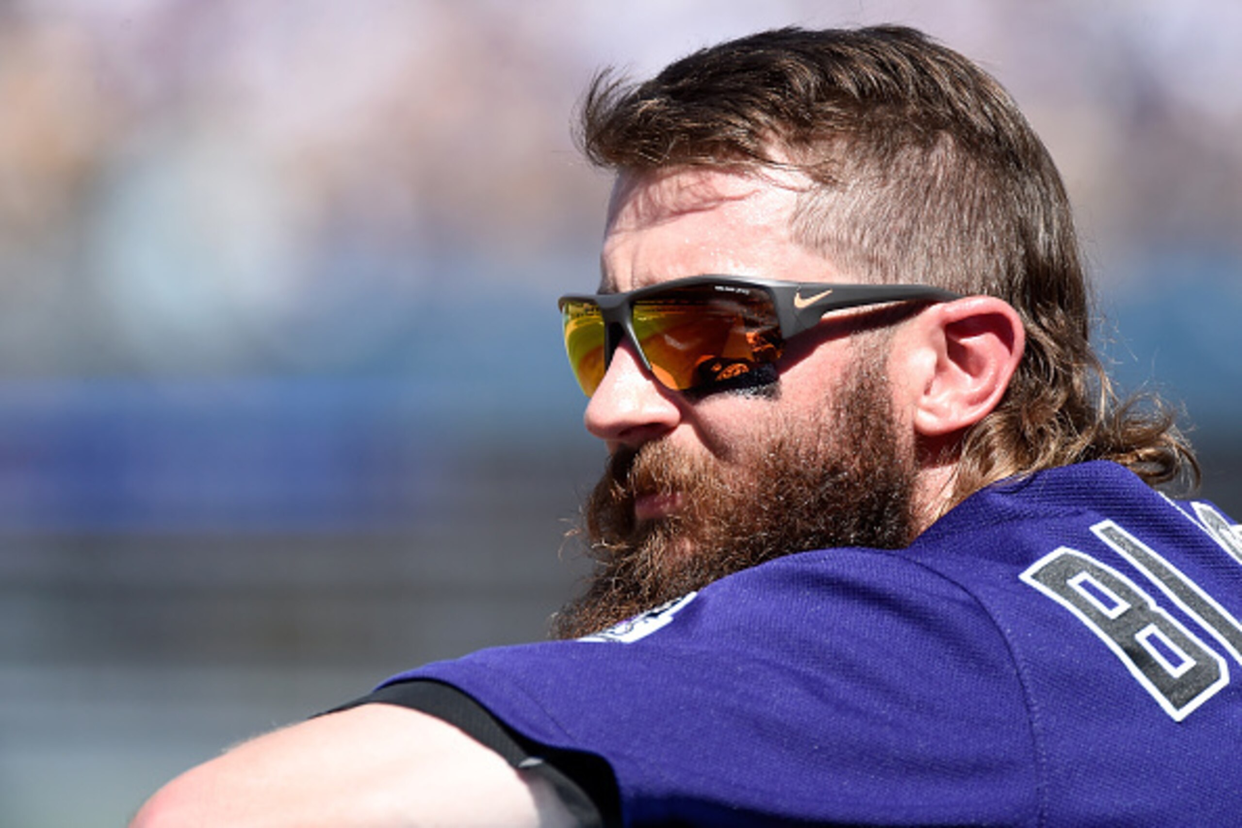 LOS ANGELES, CA - SEPTEMBER 25:  Charlie Blackmon #19 of the Colorado Rockies looks on during the game against the Los Angeles Dodgers at Dodger Stadium on September 25, 2016 in Los Angeles, California.  (Photo by Lisa Blumenfeld/Getty Images)