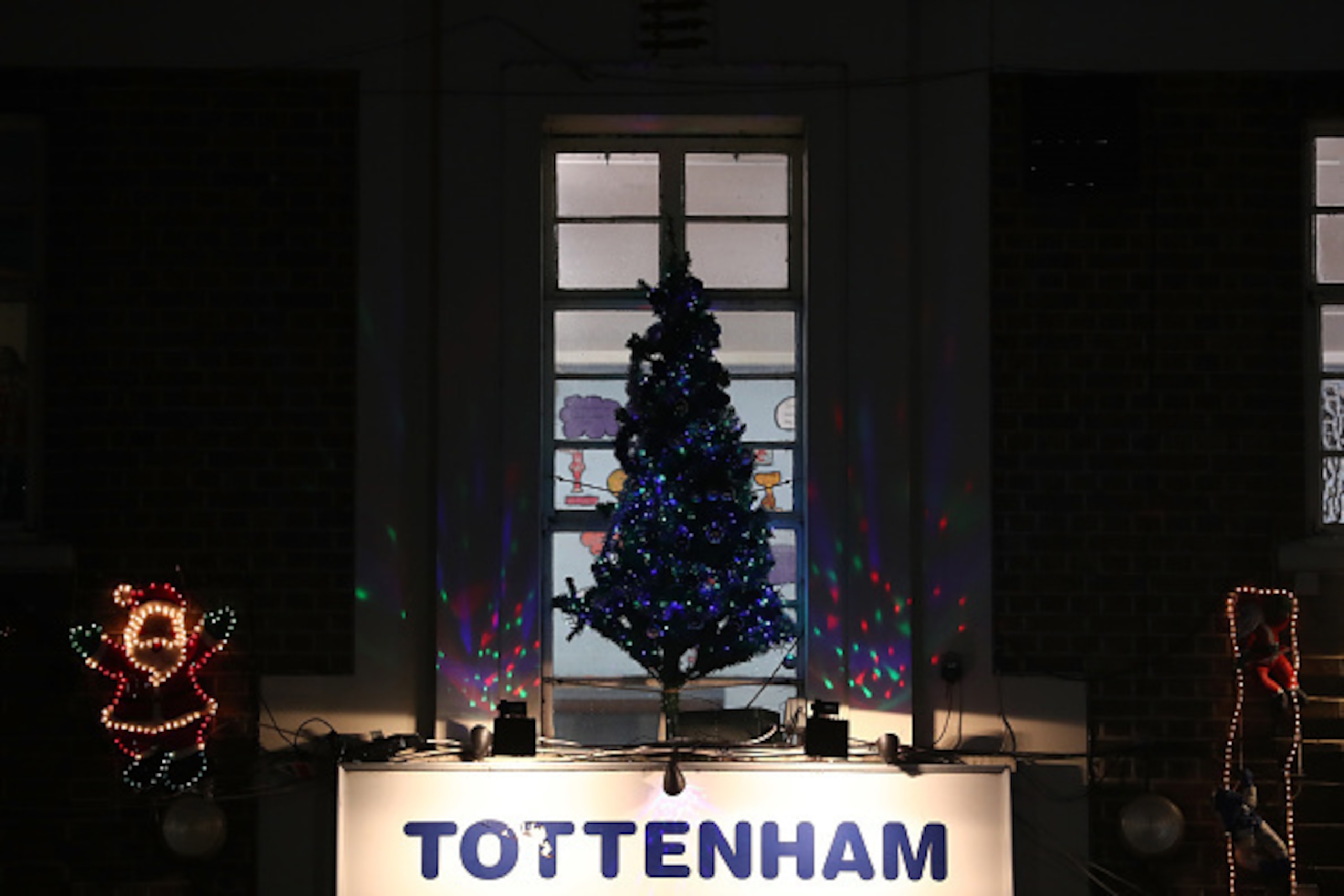 LONDON, ENGLAND - DECEMBER 14: A Christmas tree is spotted near the stadium prior to kick off during the Premier League match between Tottenham Hotspur and Hull City at White Hart Lane on December 14, 2016 in London, England.  (Photo by Julian Finney/Gett