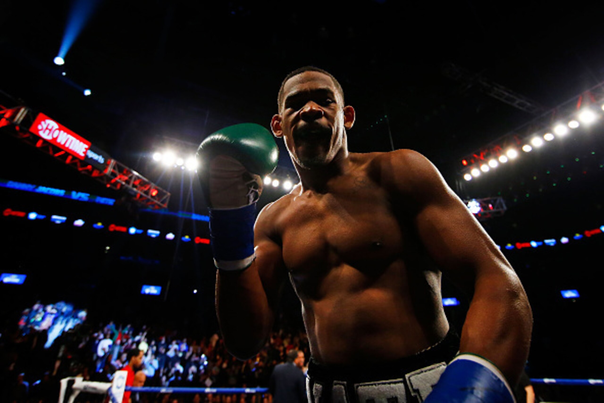 NEW YORK, NY - DECEMBER 05:  Danny Jacobs celebrates after defeating Peter Quillin during their WBA Middleweight Championship bout on December 5, 2015 in the Brooklyn borough of New York City.  (Photo by Al Bello/Getty Images)