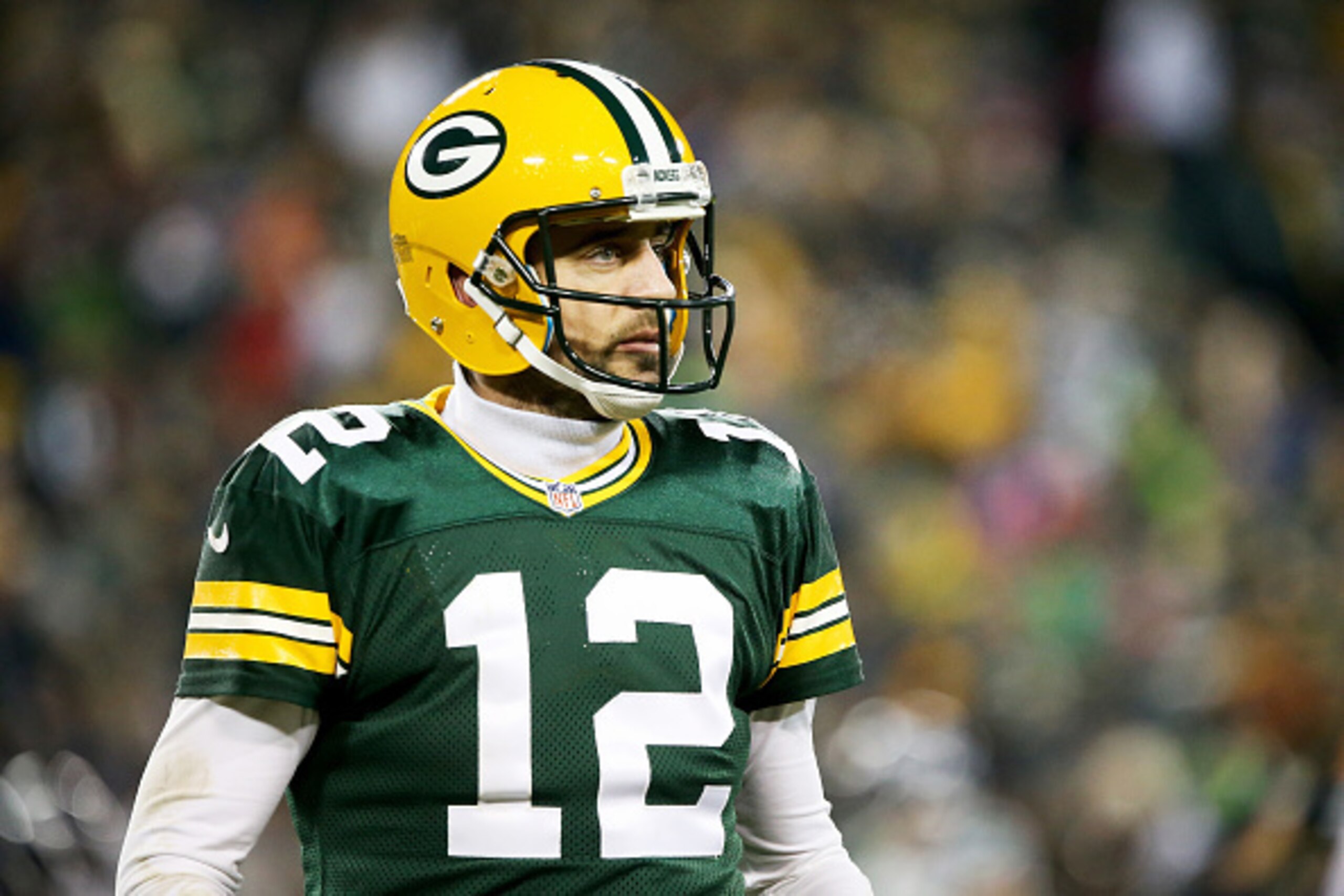 GREEN BAY, WI - DECEMBER 11:  Aaron Rodgers #12 of the Green Bay Packers looks to the sideline in the second quarter against the Seattle Seahawks at Lambeau Field on December 11, 2016 in Green Bay, Wisconsin. (Photo by Dylan Buell/Getty Images)