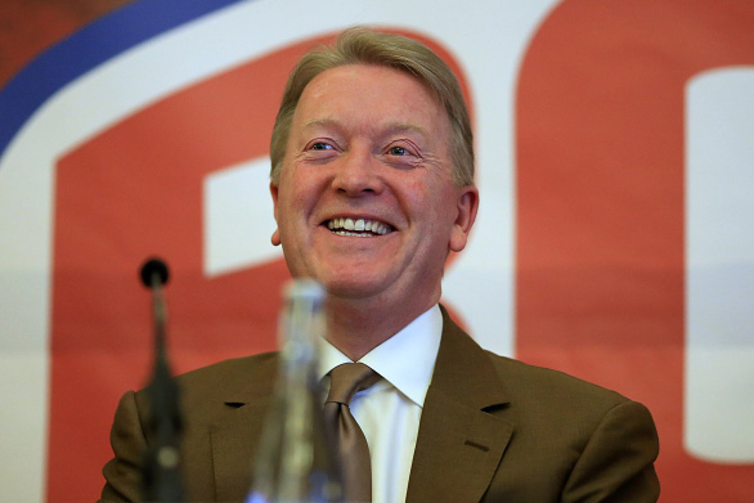 LONDON, ENGLAND - APRIL 13:  Promoter Frank Warren looks on during a Boxing Press Conference at the Landmark Hotel on April 13, 2016 in London, England.  (Photo by Ben Hoskins/Getty Images)