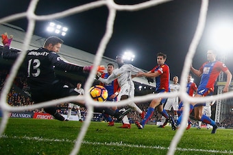 LONDON, ENGLAND - DECEMBER 14: Paul Pogba (C) of Manchester United scores the opening goal past Wayne Hennessey of Crystal Palace during the Premier League match between Crystal Palace and Manchester United at Selhurst Park on December 14, 2016 in London,