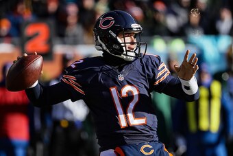 CHICAGO, IL - DECEMBER 18:  Quarterback Matt Barkley #12 of the Chicago Bears looks to pass the football in the second quarter against the Green Bay Packers at Soldier Field on December 18, 2016 in Chicago, Illinois.  (Photo by Jonathan Daniel/Getty Image
