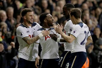 Harry Winks congratulating Rose on his winner, grateful after his earlier mistake led to Burnley's goal.