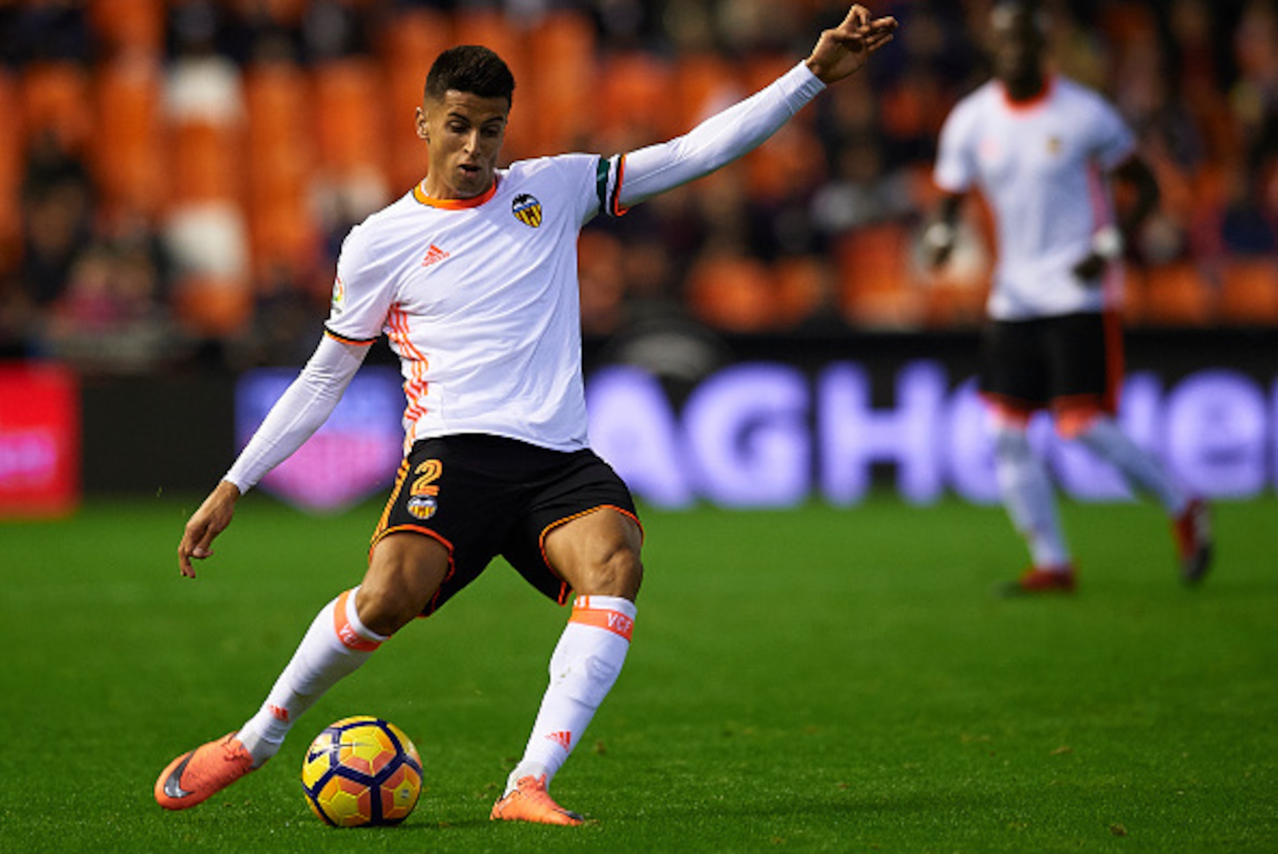 VALENCIA, SPAIN - DECEMBER 04:  Joao Cancelo of Valencia in action during the La Liga match between Valencia CF and Malaga CF at Mestalla Stadium on December 04, 2016 in Valencia, Spain.  (Photo by Manuel Queimadelos Alonso/Getty Images)