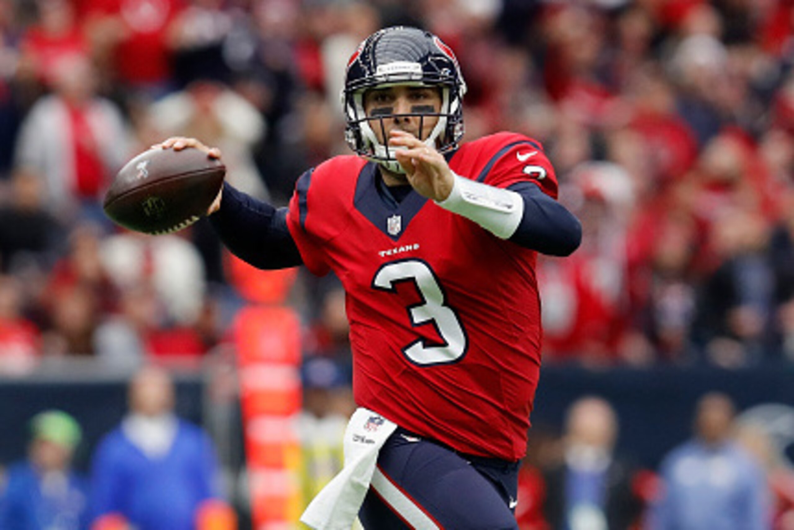 HOUSTON, TX - DECEMBER 18: Tom Savage #3 of the Houston Texans rolls out to pass in the third quarter against the Jacksonville Jaguars at NRG Stadium on December 18, 2016 in Houston, Texas. (Photo by Tim Warner/Getty Images) HOUSTON, TX - DECEMBER 18: Tom Savage #3 of the Houston Texans rolls out to pass in the third quarter against the Jacksonville Jaguars at NRG Stadium on December 18, 2016 in Houston, Texas. (Photo by Tim Warner/Getty Images)