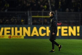 Dortmund's head coach Thomas Tuchel reacts after the German First division Bundesliga football match between Borussia Dortmund and FC Augsburg, in Dortmund, western Germany, on December 20, 2016.  / AFP / PATRIK STOLLARZ / RESTRICTIONS: DURING MATCH TIME: