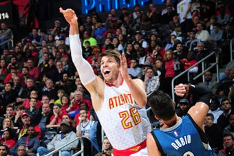 ATLANTA, GA - DECEMBER 21: Kyle Korver #26 of the Atlanta Hawks shoots the ball against the Minnesota Timberwolves on December 21, 2016 at Philips Arena in Atlanta, Georgia. NOTE TO USER: User expressly acknowledges and agrees that, by downloading and/or 