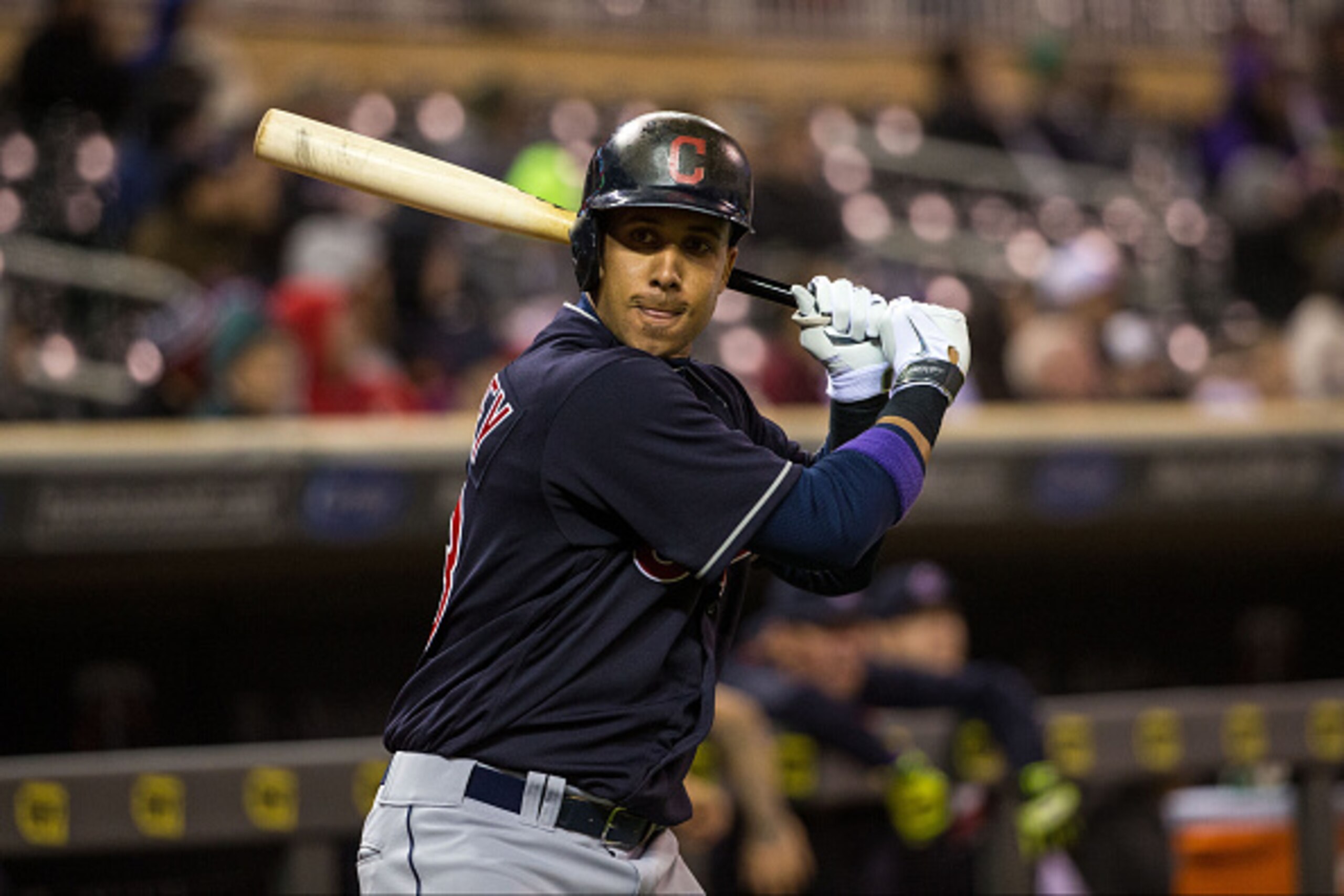 MINNEAPOLIS, MN- APRIL 25: Michael Brantley #23 of the Cleveland Indians bats against the Minnesota Twins on April 25, 2016 at Target Field in Minneapolis, Minnesota. The Twins defeated the Indians 4-3. (Photo by Brace Hemmelgarn/Minnesota Twins/Getty Ima
