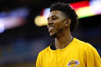 NEW ORLEANS, LA - NOVEMBER 29:  Nick Young #0 of the Los Angeles Lakers reacts before a game against the New Orleans Pelicans at the Smoothie King Center on November 29, 2016 in New Orleans, Louisiana. NOTE TO USER: User expressly acknowledges and agrees 