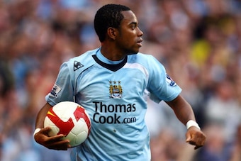 MANCHESTER, UNITED KINGDOM - SEPTEMBER 13:  Robinho of Manchester City in action during the Barclays Premier League match between Manchester City and Chelsea at The City of Manchester Stadium on September 13, 2008 in Manchester, England.  (Photo by Alex L