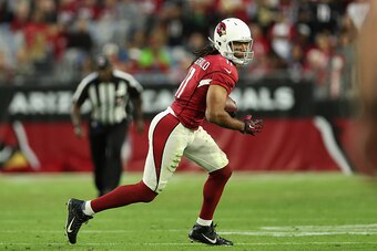 GLENDALE, AZ - DECEMBER 18:  Wide receiver Larry Fitzgerald #11 of the Arizona Cardinals in action during the NFL game against the New Orleans Saints at the University of Phoenix Stadium on December18, 2016 in Glendale, Arizona. The Saints defeated the Ca