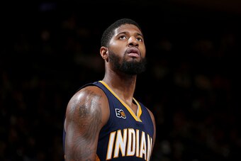 NEW YORK, NY - DECEMBER 20:  Paul George #13 of the Indiana Pacers looks on during a game against the New York Knicks on December 20, 2016 at Madison Square Garden in New York City, New York. NOTE TO USER: User expressly acknowledges and agrees that, by d
