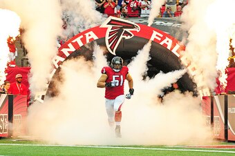 ATLANTA, GA - SEPTEMBER 11: Alex Mack #51 of the Atlanta Falcons is introduced before the game the Tampa Bay Buccaneers at the Georgia Dome on September 11, 2016 in Atlanta, Georgia. (Photo by Scott Cunningham/Getty Images)