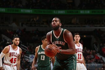 CHICAGO, IL - DECEMBER 16: Greg Monroe #15 of the Milwaukee Bucks shoots a free throw against the Chicago Bulls on December 16, 2016 at the United Center in Chicago, Illinois. NOTE TO USER: User expressly acknowledges and agrees that, by downloading and o