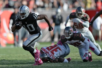 Seth Roberts is averaging 10.6 yards per catch and has registered five touchdowns this season, including a game-winning score in overtime against the Buccaneers.
