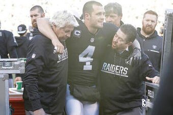 Derek Carr is out with a broken fibula.