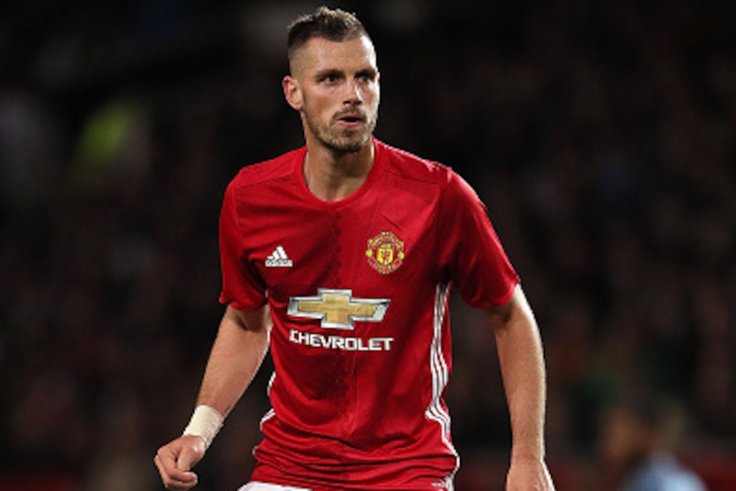 MANCHESTER, ENGLAND - OCTOBER 26: Morgan Schneiderlin of Manchester United
looks on during the EFL Cup Fourth Round match between Manchester United and Manchester City at Old Trafford on October 26, 2016 in Manchester, England. (Photo by Matthew Ashton MANCHESTER, ENGLAND - OCTOBER 26: Morgan Schneiderlin of Manchester United
looks on during the EFL Cup Fourth Round match between Manchester United and Manchester City at Old Trafford on October 26, 2016 in Manchester, England. (Photo by Matthew Ashton
