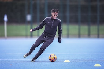 Raheem Sterling, hard at work in Nike Football training apparel