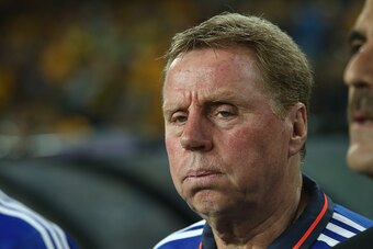SYDNEY, AUSTRALIA - MARCH 29:  Jordan head coach Harry Redknapp watches on during the national anthems ahead of the 2018 FIFA World Cup Qualification match between the Australian Socceroos and Jordan at Allianz Stadium on March 29, 2016 in Sydney, Austral
