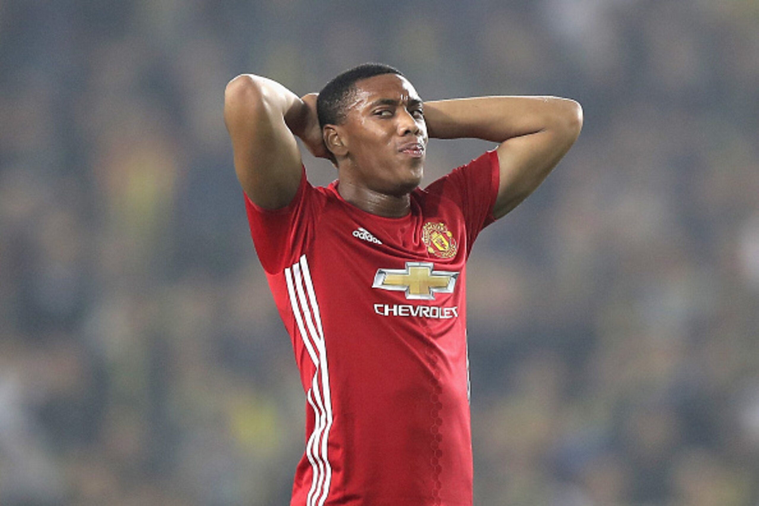 ISTANBUL, TURKEY - NOVEMBER 03:  Anthony Martial of Manchester United reacts during the UEFA Europa League Group A match between Fenerbahce SK and Manchester United FC at Sukru Saracoglu Stadium on November 3, 2016 in Istanbul, Turkey.  (Photo by Chris Mc