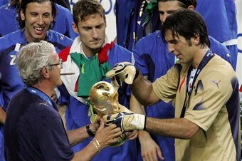 Buffon celebrating Italy's 2006 World Cup triumph.