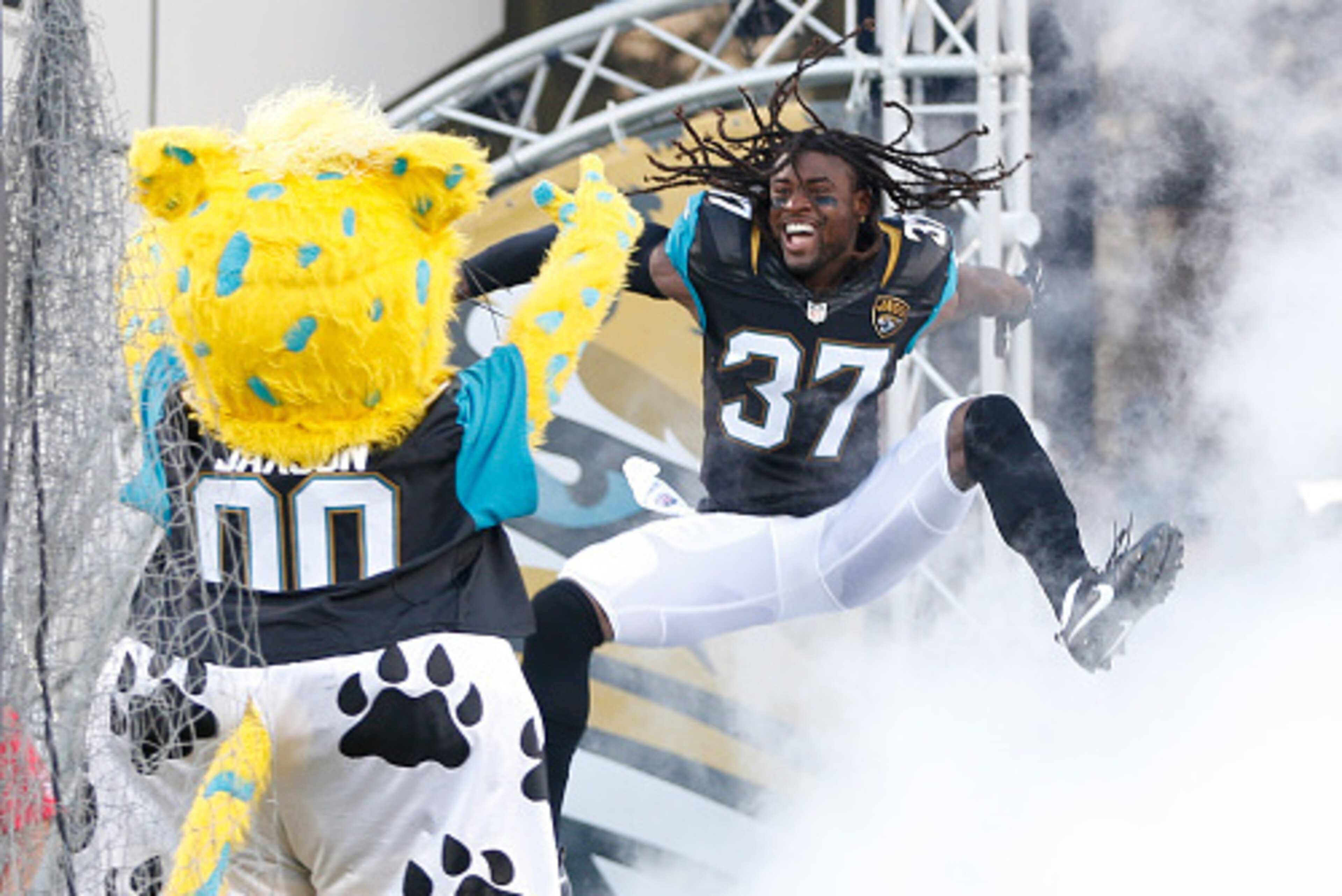 JACKSONVILLE, FL - AUGUST 20: Jonathan Cyprien #37 of the Jacksonville Jaguars is introduced prior to the preseason game against the Tampa Bay Buccaneers on August 20, 2016 at EverBank Field in Jacksonville, Florida. Tampa Bay defeated Jacksonville 27-21.