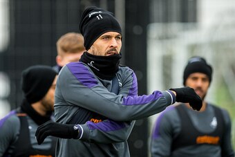 SWANSEA, WALES - DECEMBER 29: Fernando Llorente during the Swansea City training session at the Fairwood Training Ground on December 29, 2016 in Swansea, Wales. (Photo by Athena Pictures/Getty Images)