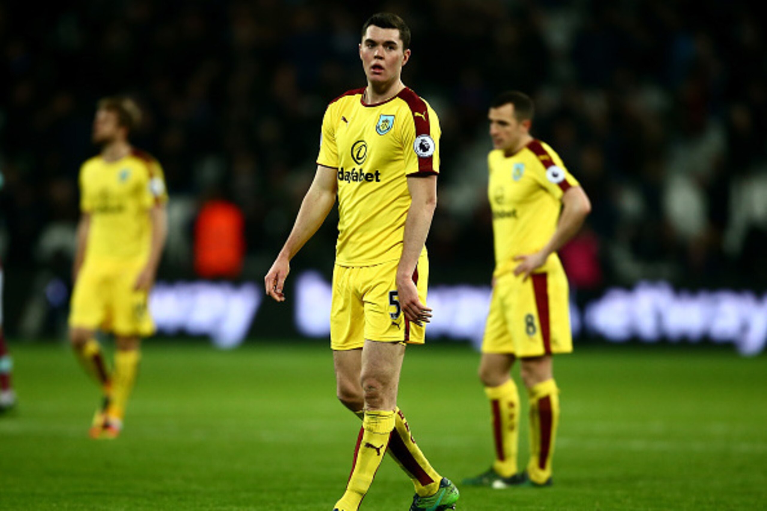 STRATFORD, ENGLAND - DECEMBER 14: Michael Keane of Burnley is dejected after the final whistle during the Premier League match between West Ham United and Burnley at London Stadium on December 14, 2016 in Stratford, England.  (Photo by Jordan Mansfield/Ge