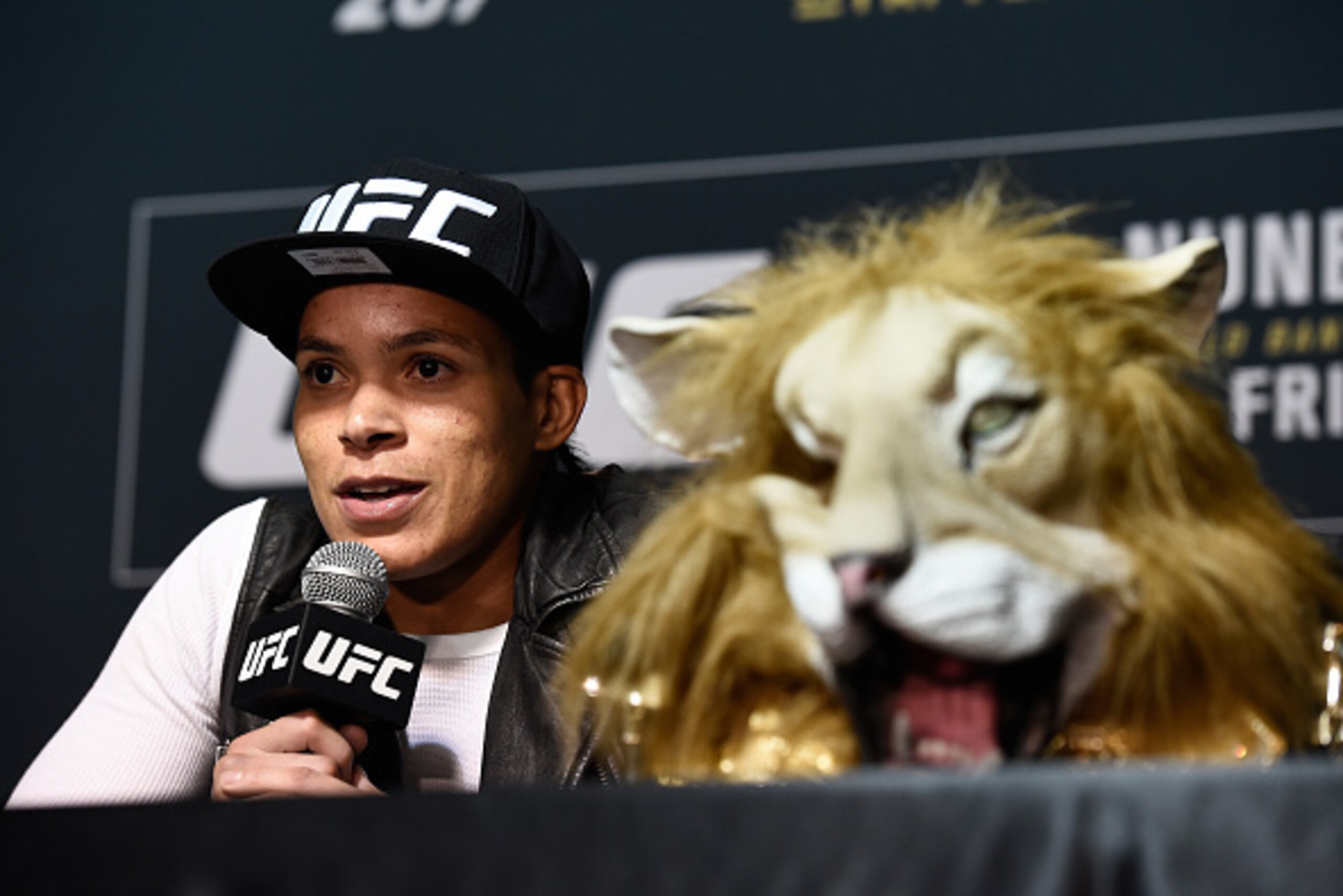 LAS VEGAS, NV - DECEMBER 30: UFC women's bantamweight champion Amanda Nunes speaks to the media after the UFC 207 event inside T-Mobile Arena on December 30, 2016 in Las Vegas, Nevada. (Photo by Brandon Magnus/Zuffa LLC/Zuffa LLC via Getty Images) LAS VEGAS, NV - DECEMBER 30: UFC women's bantamweight champion Amanda Nunes speaks to the media after the UFC 207 event inside T-Mobile Arena on December 30, 2016 in Las Vegas, Nevada. (Photo by Brandon Magnus/Zuffa LLC/Zuffa LLC via Getty Images)