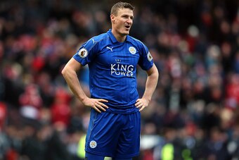 MIDDLESBROUGH, ENGLAND - JANUARY 02: Robert Huth of Leicester City reacts to the final whistle after the Premier League match between Middlesbrough and Leicester City at Riverside Stadium on January 2, 2017 in Middlesbrough, England.  (Photo by Nigel Rodd