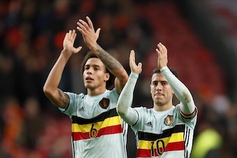 (L-R) Axel Witsel of Belgium, Eden Hazard of Belgiumduring the friendly match between Netherlands and Belgium at the Amsterdam Arena on November 09, 2016 in Amsterdam, The Netherlands(Photo by VI Images via Getty Images)