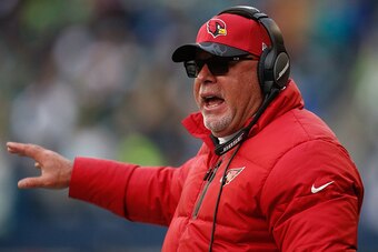 SEATTLE, WA - DECEMBER 24:  Head coach Bruce Arians of the Arizona Cardinals looks on during the game against the Seattle Seahawks at CenturyLink Field on December 24, 2016 in Seattle, Washington.  (Photo by Otto Greule Jr/Getty Images)