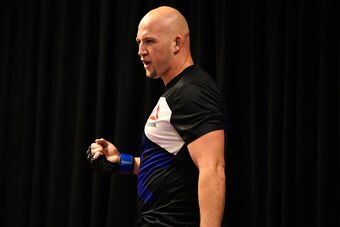 LAS VEGAS, NV - APRIL 23:  Cody East warms up backstage during the UFC 197 event inside MGM Grand Garden Arena on April 23, 2016 in Las Vegas, Nevada.  (Photo by Jeff Bottari/Zuffa LLC/Zuffa LLC via Getty Images)