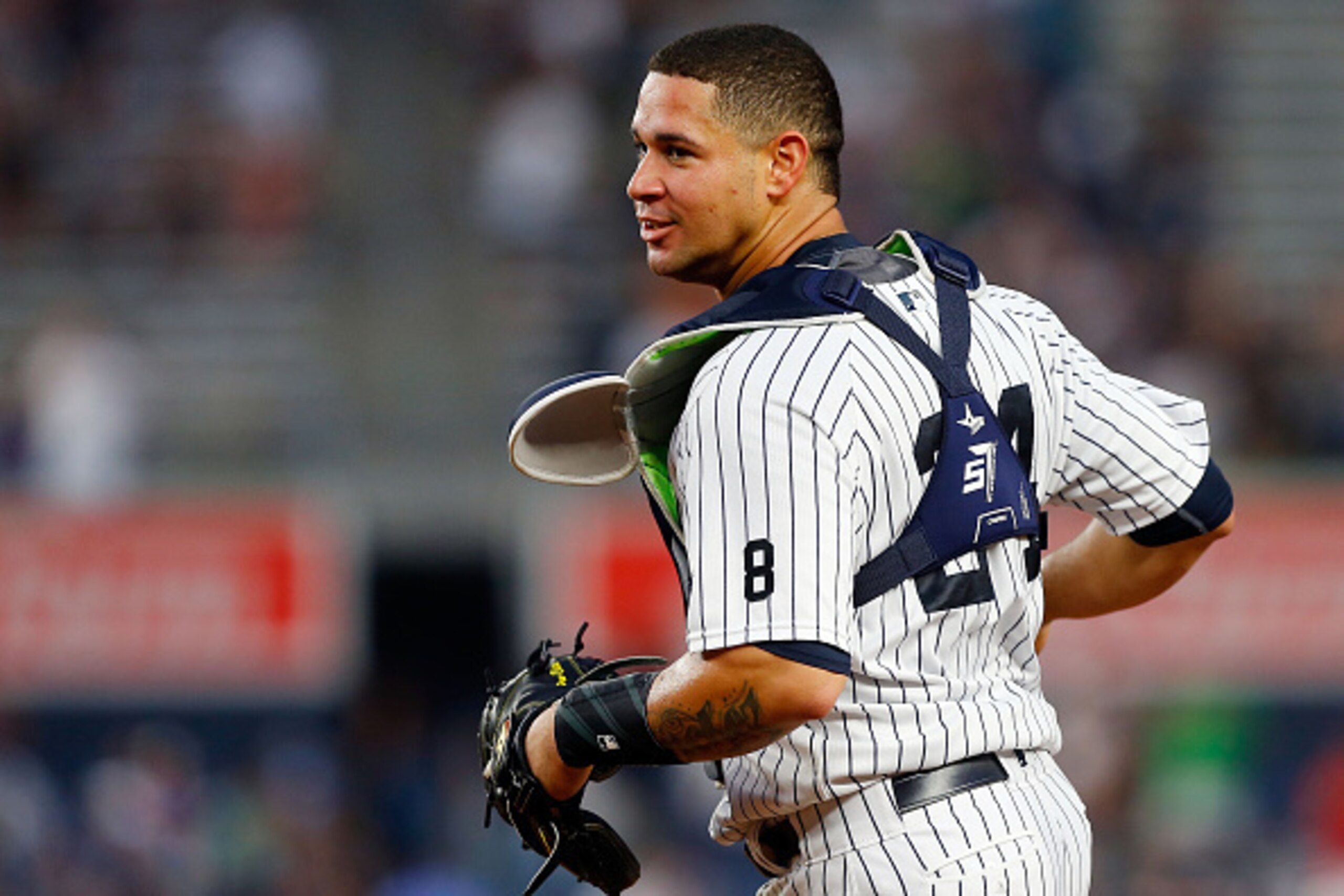 NEW YORK, NY - SEPTEMBER 10:  Gary Sanchez #24 of the New York Yankees in action against the Tampa Bay Rays at Yankee Stadium on September 10, 2016 in the Bronx borough of New York City. The Yankees defeated the Rays 5-1.  (Photo by Jim McIsaac/Getty Imag